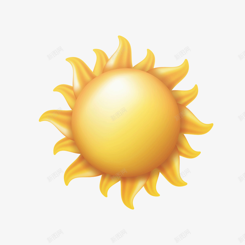 黄色太阳png免抠素材_新图网 https://ixintu.com 光泽 反光 夏日 太阳 手绘 渐变 线稿 黄色