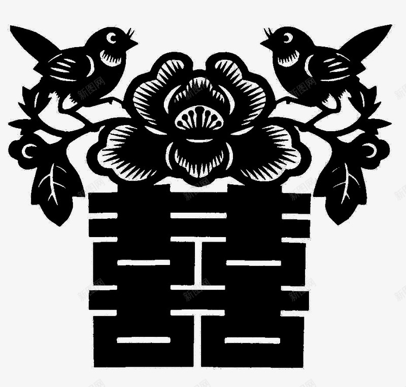 中国风双喜传统文化镂空剪纸png免抠素材_新图网 https://ixintu.com 中国风 传统文化 剪纸 双喜 镂空