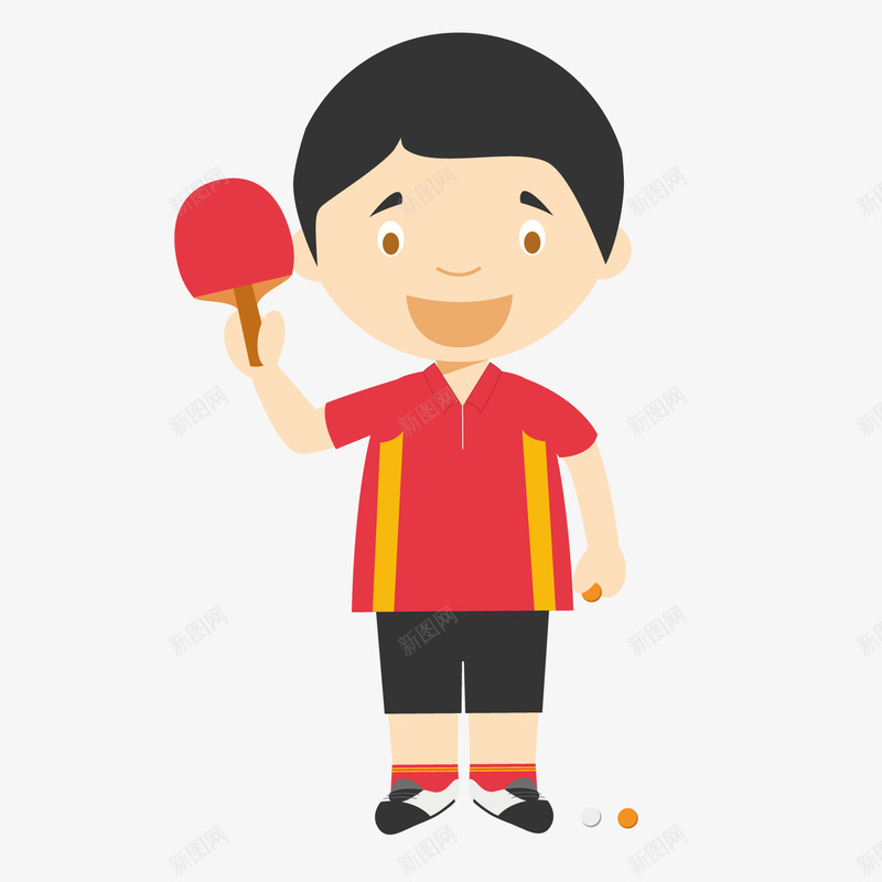 彩色手绘乒乓球运动元素矢量图ai免抠素材_新图网 https://ixintu.com 乒乓球 体育 健身 创意 卡通插画 发型 彩色 手绘 矢量图