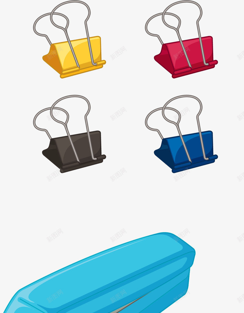 手绘文具png免抠素材_新图网 https://ixintu.com 夹子 彩色夹子 手绘 文具 蓝色的订书器 订书器