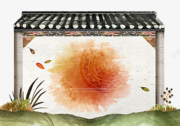 手绘青瓦白墙植物花纹png免抠素材_新图网 https://ixintu.com 古代 古典建筑 屋檐 屋顶 植物 瓦 花纹 青瓦白墙