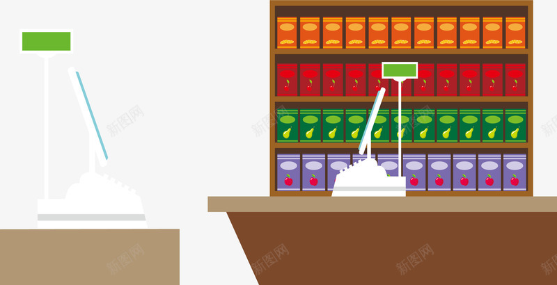 唯美多彩商品架矢量图ai免抠素材_新图网 https://ixintu.com 唯美商品架 多彩商品 多彩商品架 棕色桌子 水彩 白色台灯 矢量图