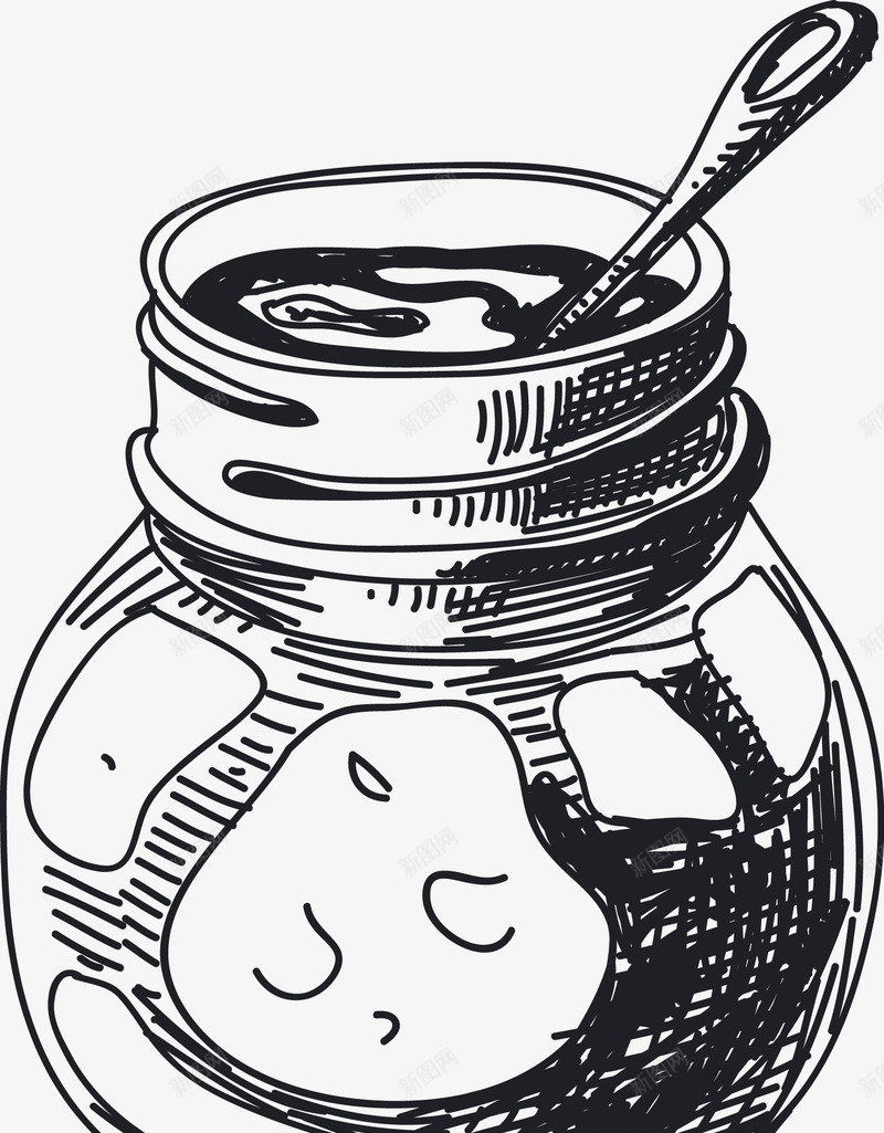 手绘蜂蜜png免抠素材_新图网 https://ixintu.com 手绘蜂蜜 美食 蜂蜜插画 黑色