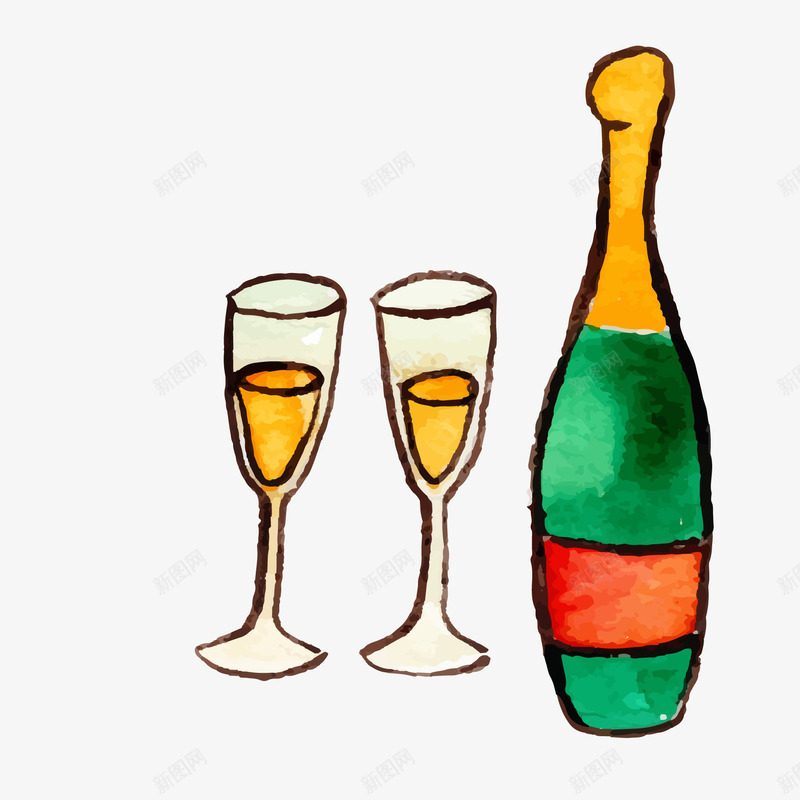 彩绘酒杯与酒矢量图ai免抠素材_新图网 https://ixintu.com 彩绘酒杯 彩绘酒瓶子 酒瓶子免费png下载 酒瓶矢量图 矢量图