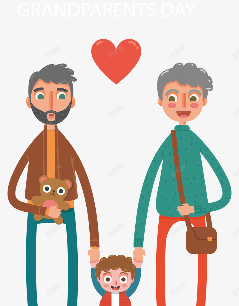 卡通的三口人png免抠素材_新图网 https://ixintu.com 一家人 三口人 幸福家庭 温馨 爷爷奶奶 矢量png 老夫老妻