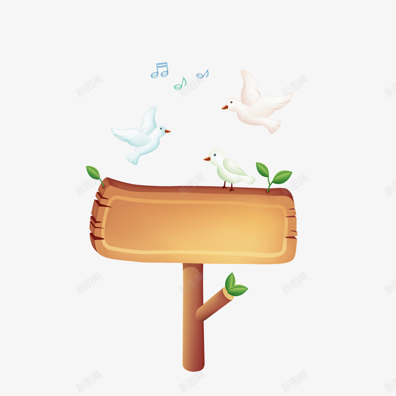 卡通木头指示框和白鸽png免抠素材_新图网 https://ixintu.com 卡牌框 卡通可爱框 卡通木头指示框 广告海报宣传PNG 白鸽木头框