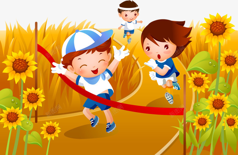 长跑比赛png免抠素材_新图网 https://ixintu.com 冠军 终点 起点终点 鲜花 黄色