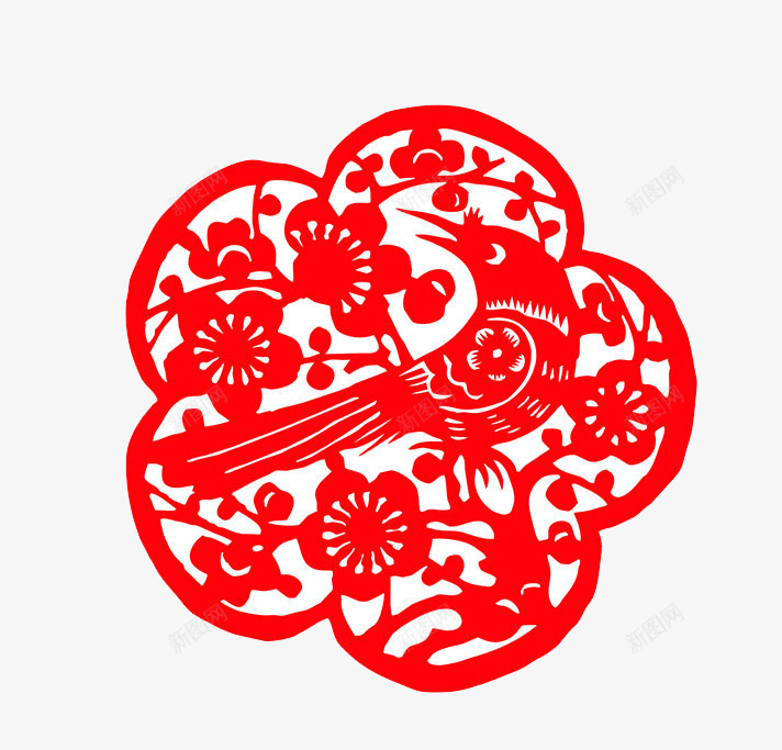 喜鹊剪纸png免抠素材_新图网 https://ixintu.com 中国 剪纸 国粹 贴纸