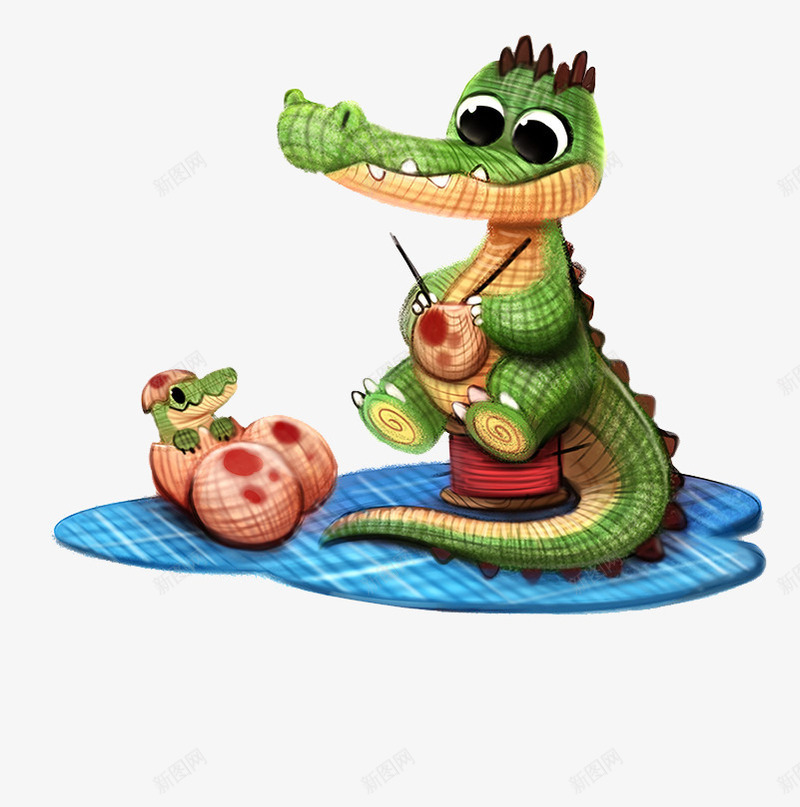 织毛衣的鳄鱼png免抠素材_新图网 https://ixintu.com 卡通 布娃娃 毛线 编织毛衣 鳄鱼