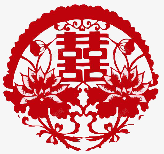 双喜扇形剪纸png免抠素材_新图网 https://ixintu.com 双喜 喜庆 红色 节日 贴纸