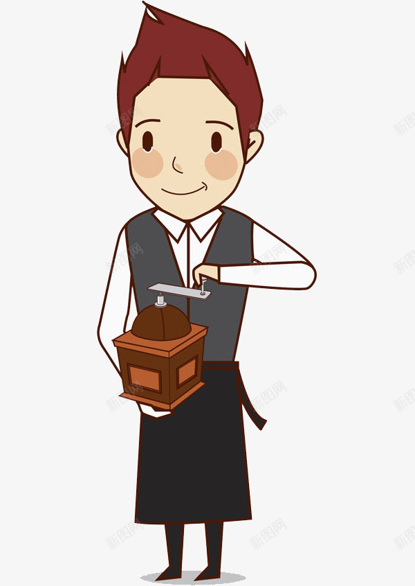 手绘服务员png免抠素材_新图网 https://ixintu.com 卡通 咖啡机器 咖啡豆 手绘 服务员 水彩 男士 男生