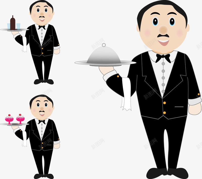 服务生png免抠素材_新图网 https://ixintu.com 服务生 礼服 送餐 黑色