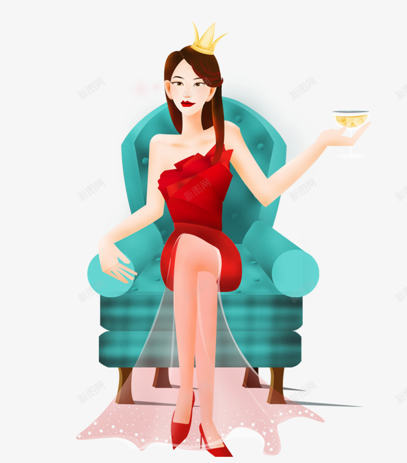 卡通女王人物png免抠素材_新图网 https://ixintu.com 卡通人物 卡通女王 女王 女神
