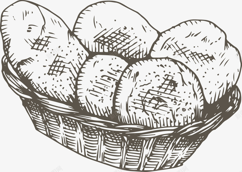 手绘食物线稿png免抠素材_新图网 https://ixintu.com 手绘 法式面包 线稿 食物