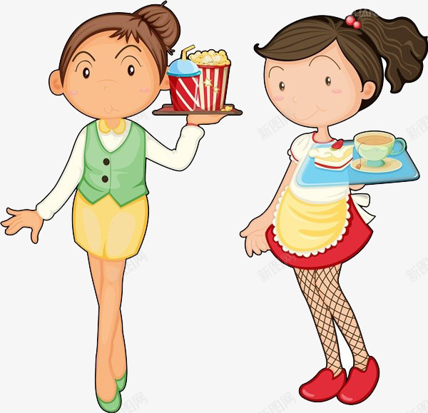 服务生送餐png免抠素材_新图网 https://ixintu.com 卡通 可乐 手绘服务生 服务生 送餐