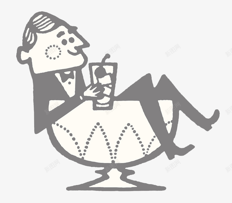 黑白插图喝醉酒的男人png免抠素材_新图网 https://ixintu.com 喝酒的男人 喝醉 装饰插图 酒杯 酒醉 醉了 黑白
