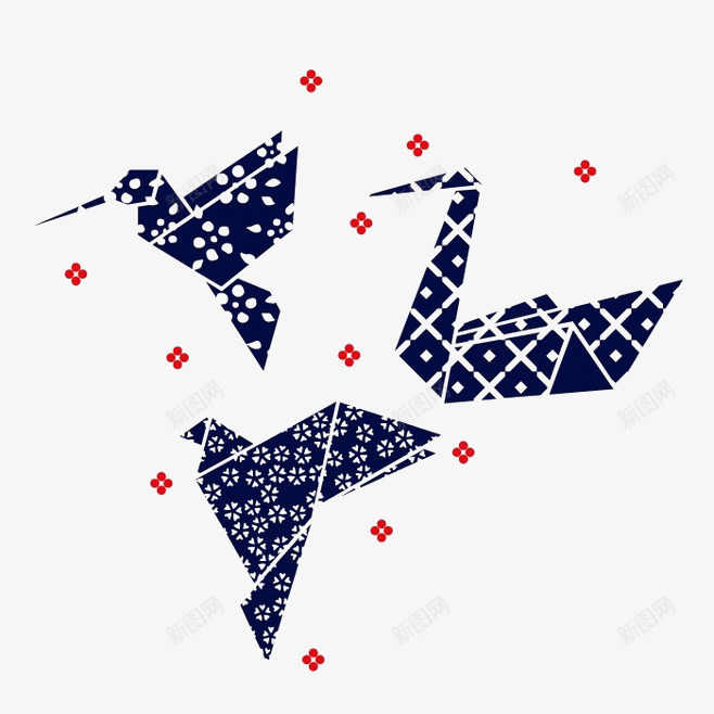 蓝色千纸鹤png免抠素材_新图网 https://ixintu.com 千纸鹤 卡通 手绘 折纸 蓝色