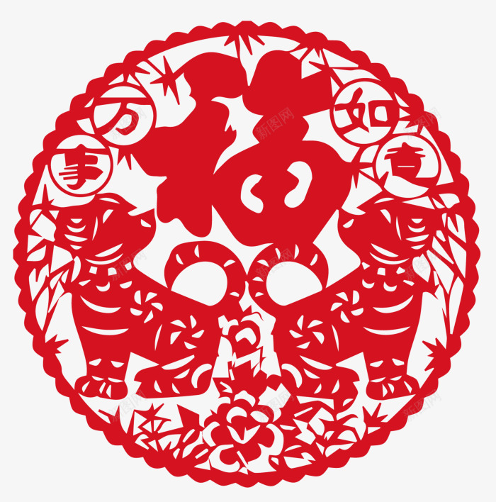 红色中国风狗年剪纸png免抠素材_新图网 https://ixintu.com 2018 万事如意 剪纸 新年 新春 春节 狗年