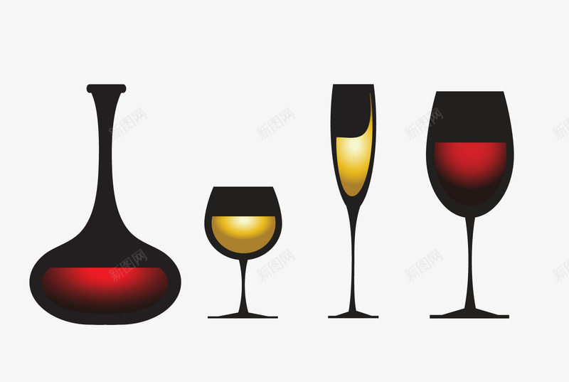精美酒杯与酒瓶正立面png免抠素材_新图网 https://ixintu.com 喝酒 酒杯 酒杯设计 酒瓶 酒瓶设计