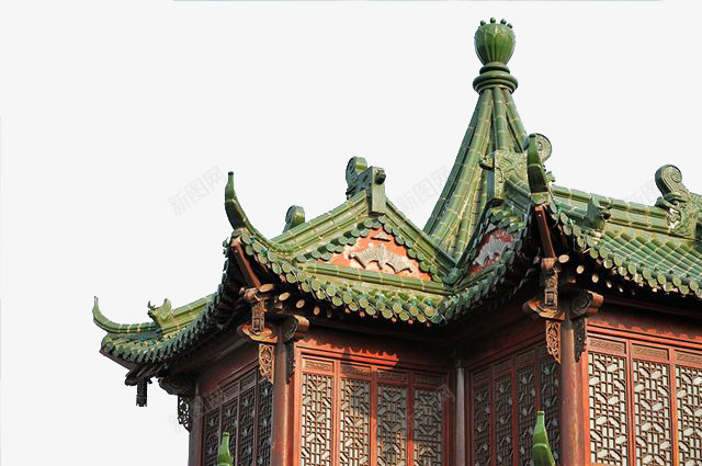 绿色瓦片的屋檐角png免抠素材_新图网 https://ixintu.com 中国风 奇特 屋檐角 檐角 瓦片 绿色 装饰 角度 边角