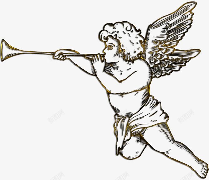 手绘天使男孩png免抠素材_新图网 https://ixintu.com 可爱 天使 男孩 翅膀