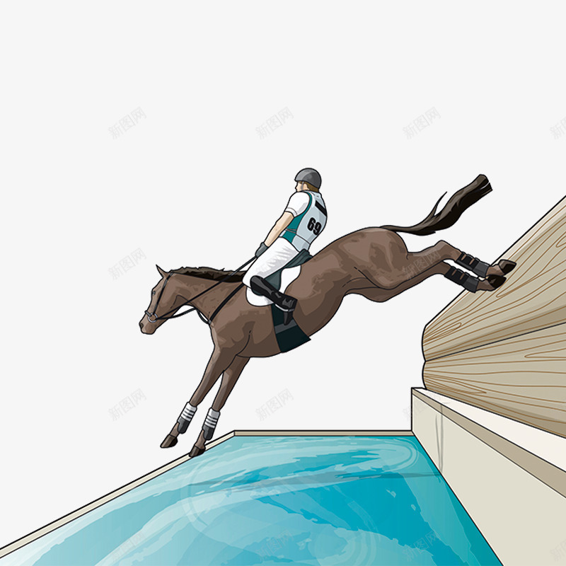 赛马运动png免抠素材_新图网 https://ixintu.com 插画 比赛 障碍物 骑马