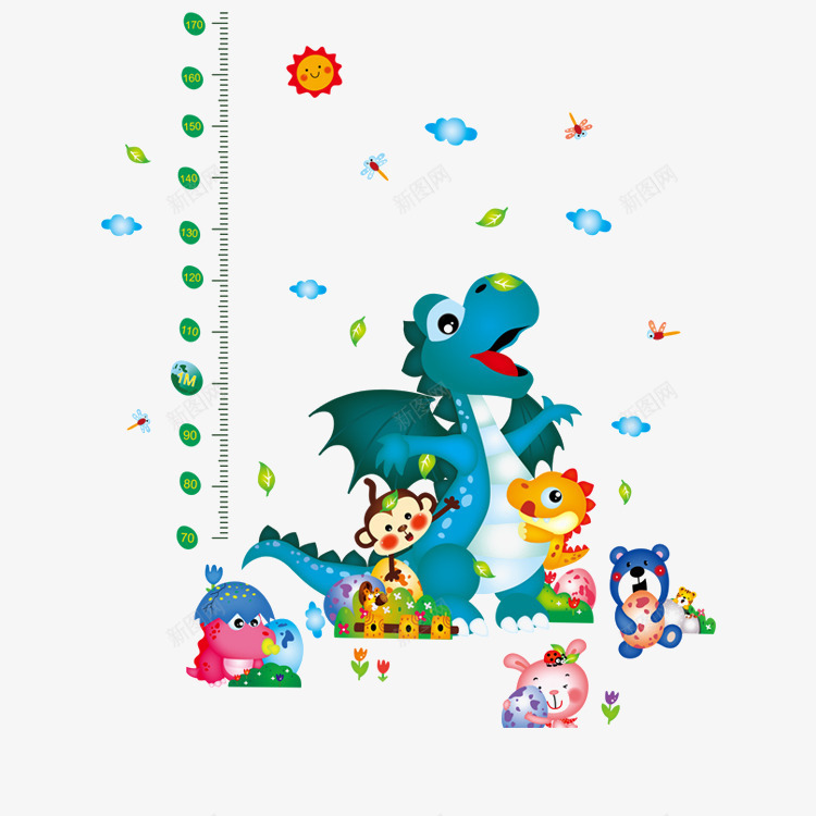 可移除墙贴量身高贴纸png免抠素材_新图网 https://ixintu.com 卡通 贴纸 身高 量身高