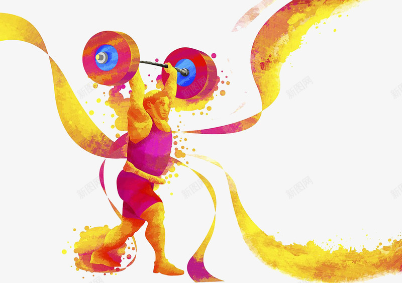 举重运动员插画png免抠素材_新图网 https://ixintu.com 举重插画 举重比赛 举重运动员插画 奥运会 运动