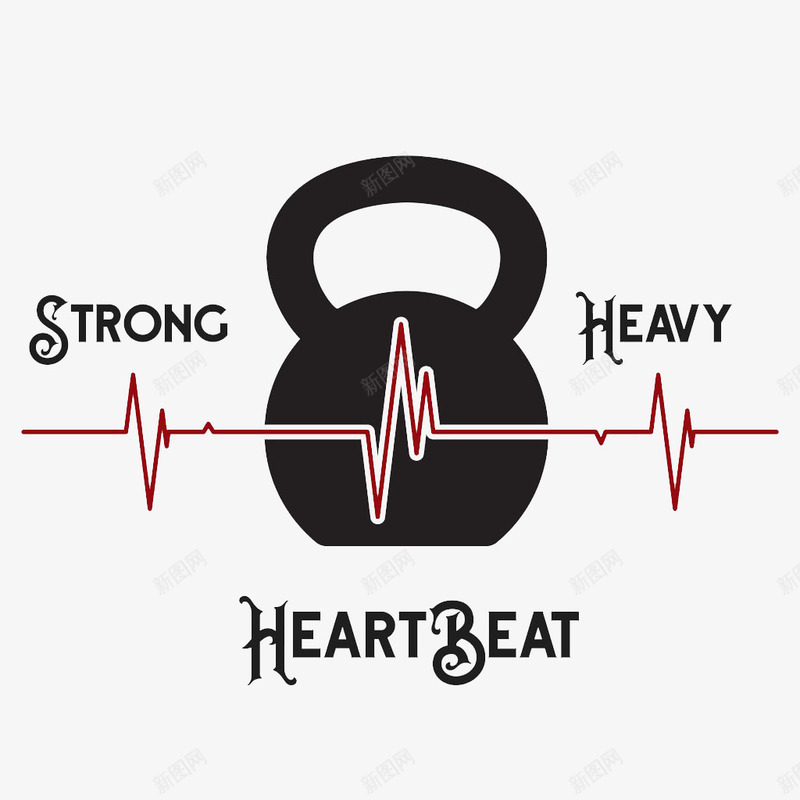 壶铃心电图标志png_新图网 https://ixintu.com 体育健身 健美健身 健身器材 壶铃 心电图 标志 运动锻炼