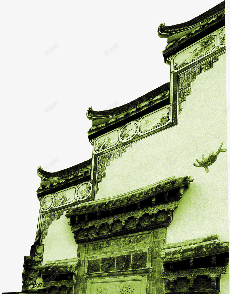 绿色古典建筑屋檐png免抠素材_新图网 https://ixintu.com 古典 屋檐 建筑 绿色