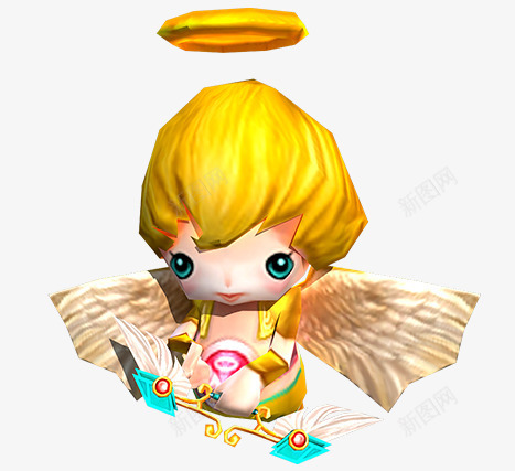 黄色手绘天使人物png免抠素材_新图网 https://ixintu.com 人物 天使 黄色