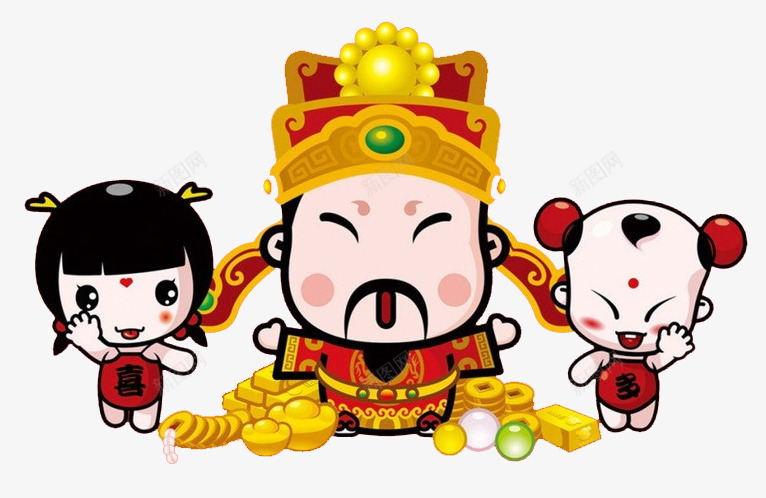卡通手绘财神爷新年娃娃png免抠素材_新图网 https://ixintu.com 创意 卡通手绘 喜庆 喜气 恭喜发财 新年娃娃 新年欢乐 财神爷