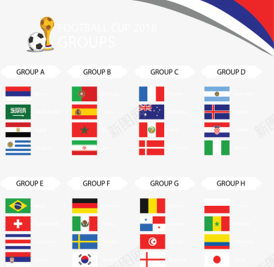 世界杯比赛分组情况矢量图图标图标
