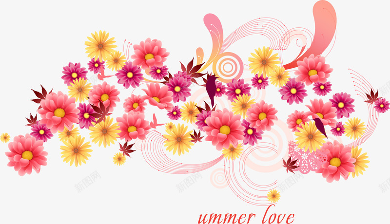 颜色夏日卡通海报花朵png免抠素材_新图网 https://ixintu.com 卡通 夏日 海报 花朵 颜色