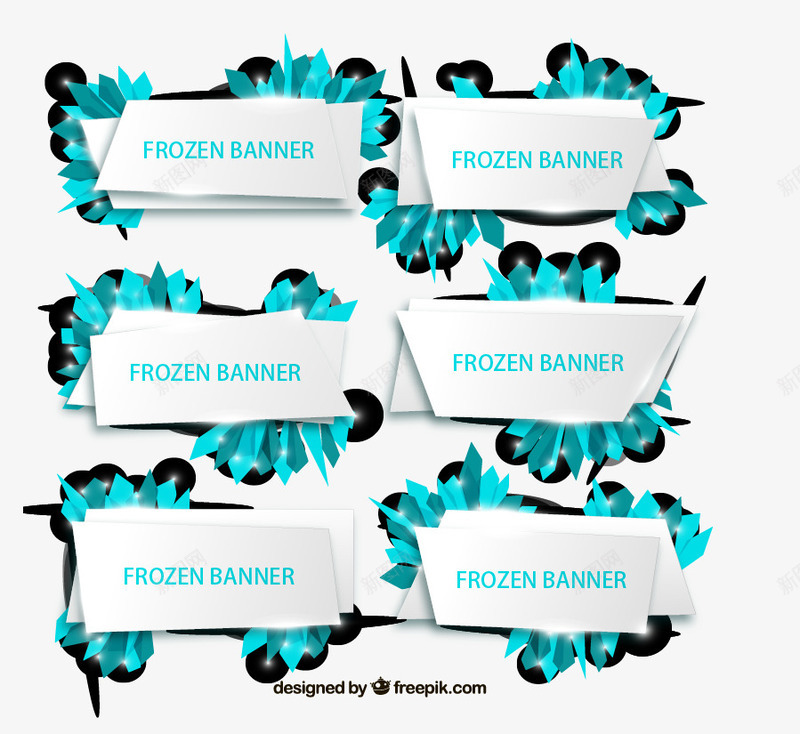 蓝色冰晶banner背景png免抠素材_新图网 https://ixintu.com 折纸蓝色冰晶banner背景矢量图