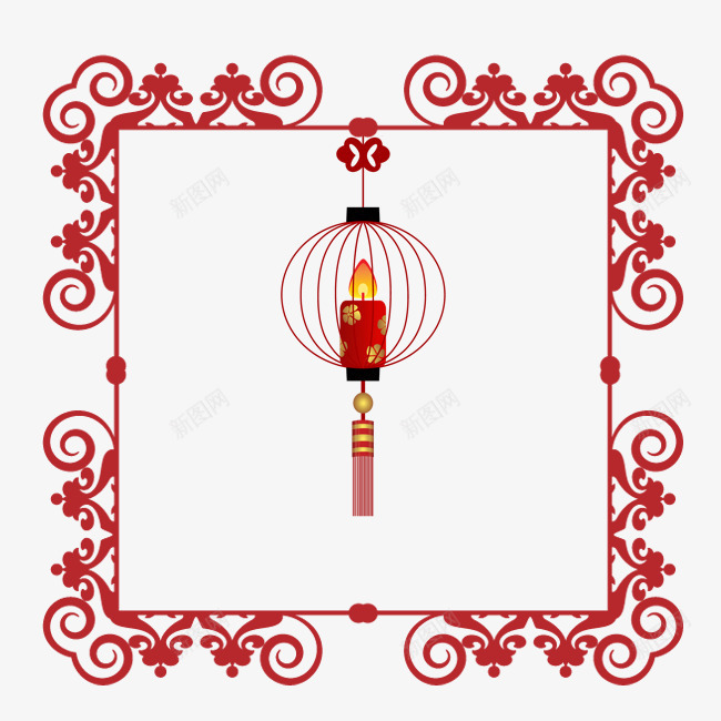 新春灯笼框png免抠素材_新图网 https://ixintu.com 创意 新春 灯笼 灯笼框 灯笼花边 红色 花边 贺岁 边框