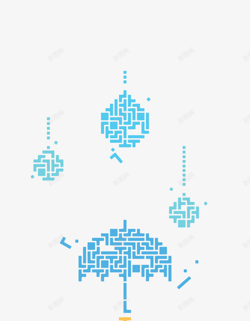 手绘蓝色迷宫雨滴png免抠素材_新图网 https://ixintu.com 下雨 卡通雨点 手绘 蓝色 雨伞 雨水 雨滴