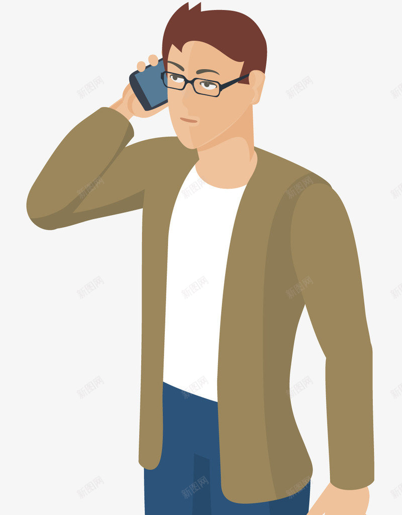手绘卡通男性职业人物打电话png免抠素材_新图网 https://ixintu.com 动漫人物 动画 卡通人物 扁平化动漫人物 打电话 海报设计 男性职业人物 职业性格 装饰设计