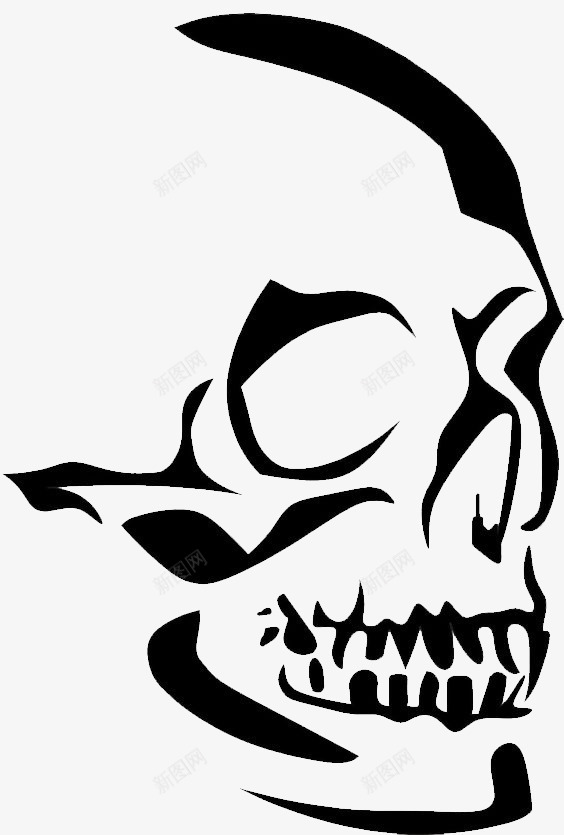黑色线描骷髅骨头png免抠素材_新图网 https://ixintu.com 卡通 头骨 手绘 装饰
