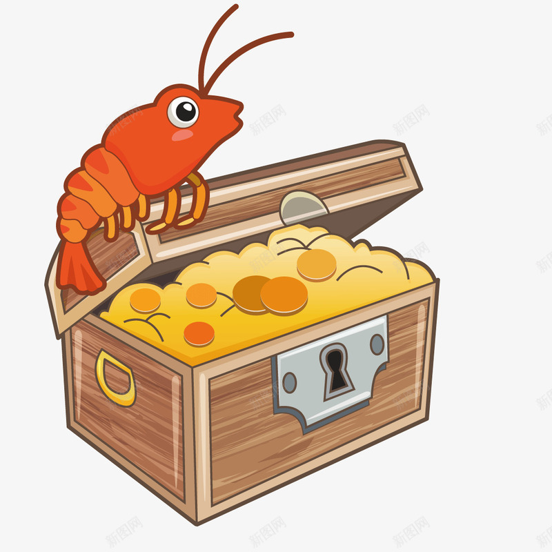 趴在宝箱上的龙虾矢量图ai免抠素材_新图网 https://ixintu.com 宝箱 宝藏 龙虾 矢量图