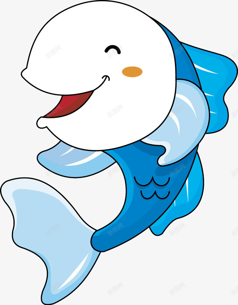 爱笑的海豚png免抠素材_新图网 https://ixintu.com 免费素材 卡通 微笑 蓝色