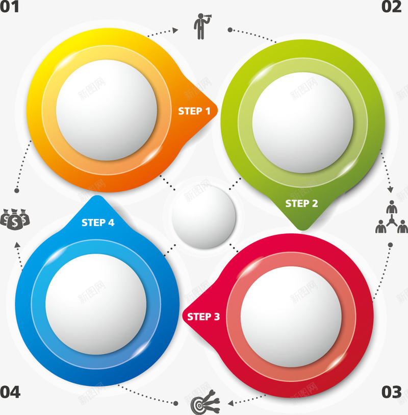 PPT元素png免抠素材_新图网 https://ixintu.com PPT 元素 分类 商业 圆形 标签 步骤 流程