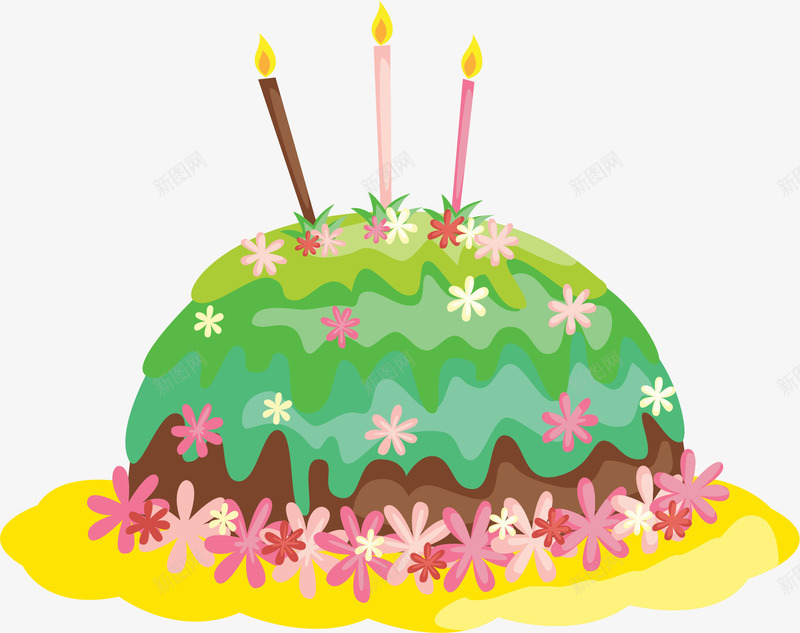 卡通生日蛋糕矢量图ai免抠素材_新图网 https://ixintu.com 奶油蛋糕 甜点 生日 生日快乐 生日蛋糕 翻糖蛋糕 矢量图