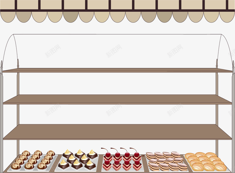 手绘货架png免抠素材_新图网 https://ixintu.com 手绘 甜品 货架