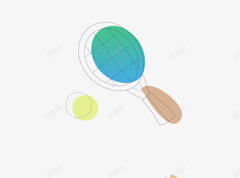 手绘卡通网球图标png_新图网 https://ixintu.com 手绘网球拍 打网球 线描网球拍 网球 网球图标 运动健身