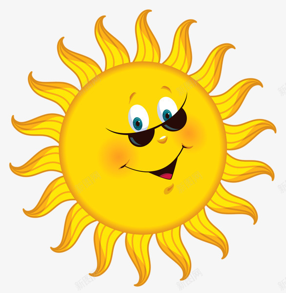 黄色太阳花造型太阳png免抠素材_新图网 https://ixintu.com 太阳 太阳花 眼镜 造型 黄色