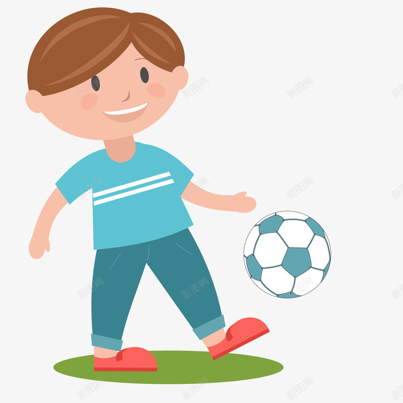 踢足球的小男孩矢量图ai免抠素材_新图网 https://ixintu.com 人物设计 儿童 男孩 踢足球 运动 锻炼 矢量图