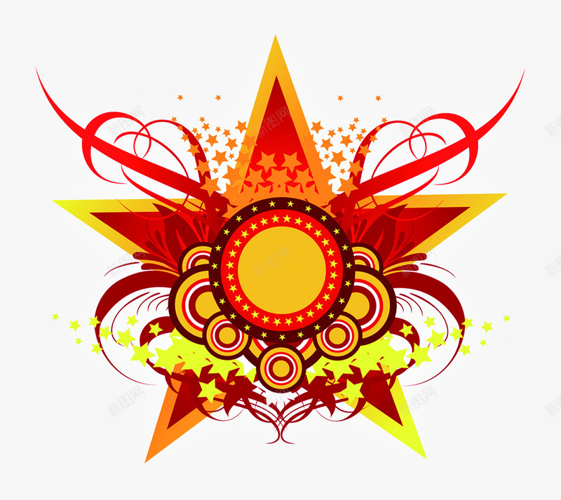 复古经典花纹五角星png免抠素材_新图网 https://ixintu.com 五角星 复古 经典 花纹 设计