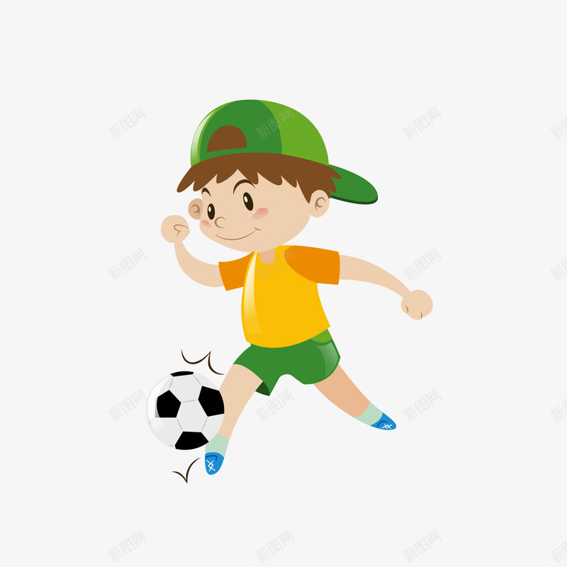 踢足球的男孩矢量图eps免抠素材_新图网 https://ixintu.com 卡通 卡通男孩 卡通足球 男孩 足球 踢足球 矢量图