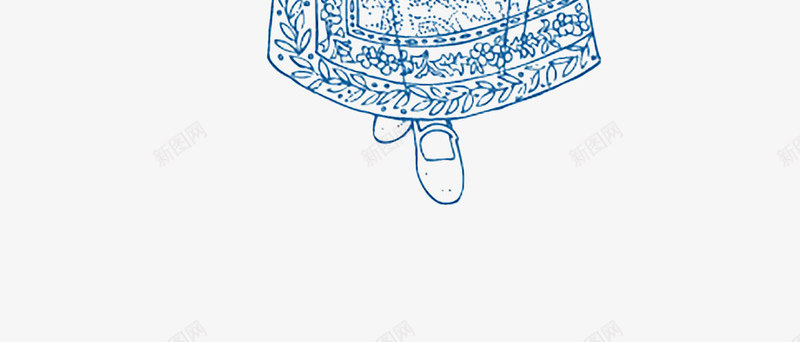 中国风青花瓷美女png免抠素材_新图网 https://ixintu.com 古典人物 手绘 白描 线描